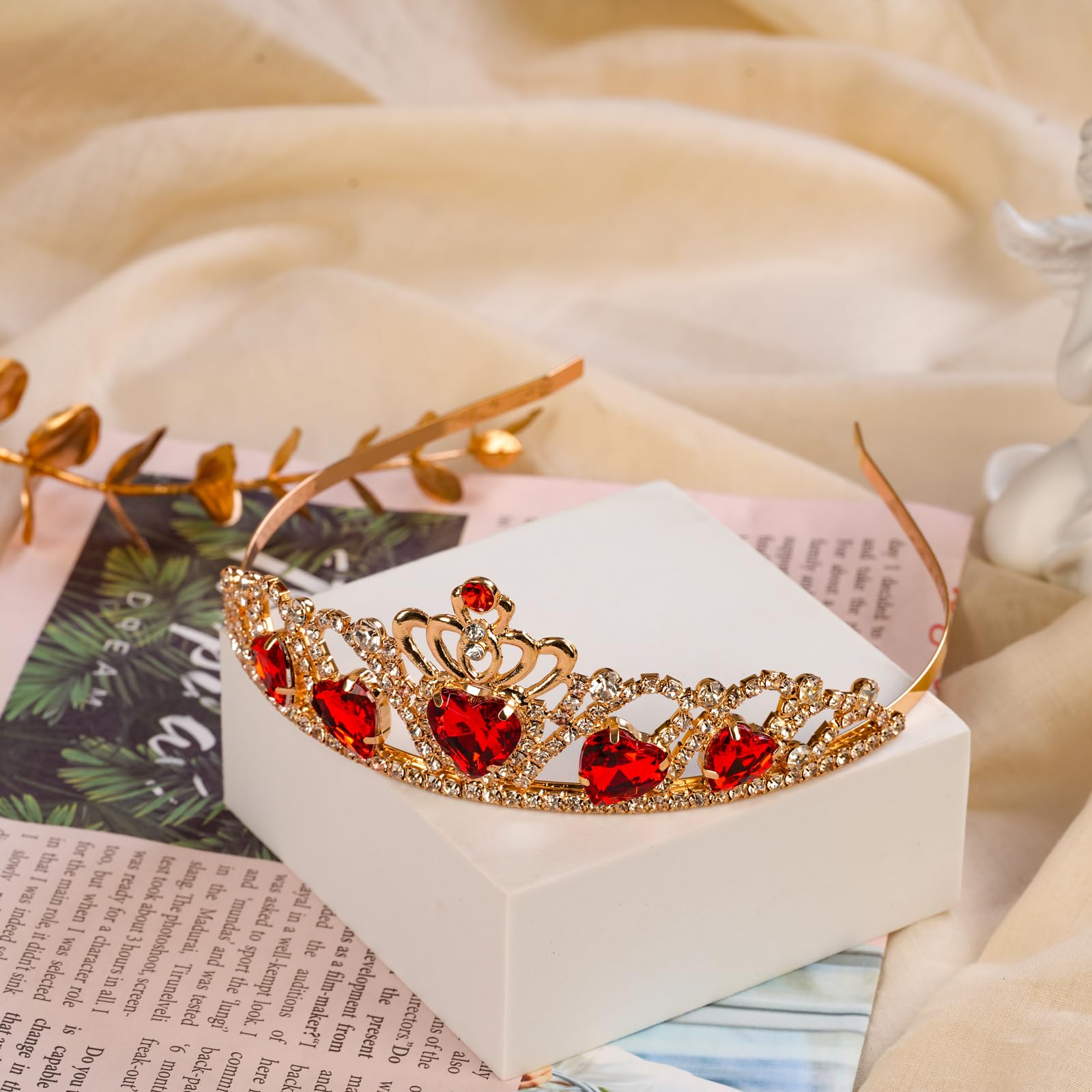 Descendants 4 Red Heart Crown Jewelry Set - Evie Costume Accessory for Halloween, Cosplay & Dress Up | Perfect for Teens, Halloween Parties & Disney Themed Events