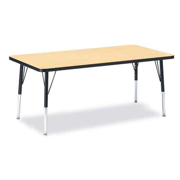 Berries® Kids Activity Table 30x60 Inches - Adjustable Height Maple & Black Finish - Perfect for Playrooms, Classrooms, and Daycare Centers