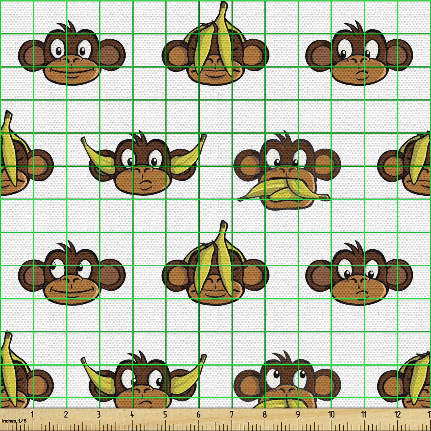 Ambesonne Cartoon Fabric by The Yard - Funny Monkeys with Bananas Animal Print Upholstery Fabric for Sofa, Curtains & Home Decor | 10 Yards Brown Pale Brown Yellow | Perfect for DIY Projects, Pillow Covers & Nursery Decor