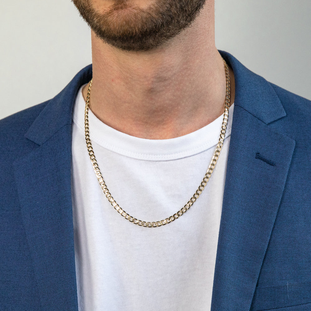 9ct Yellow Gold 55cm Curb Chain Necklace for Men & Women - Durable & Stylish Jewelry for Everyday Wear, Gifts & Special Occasions