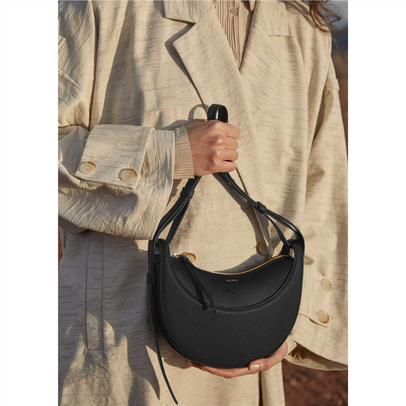 Premium Genuine Leather Tote Bag - Stylish Crescent Shape Handbag for Women, Perfect for Work, Travel & Everyday Use