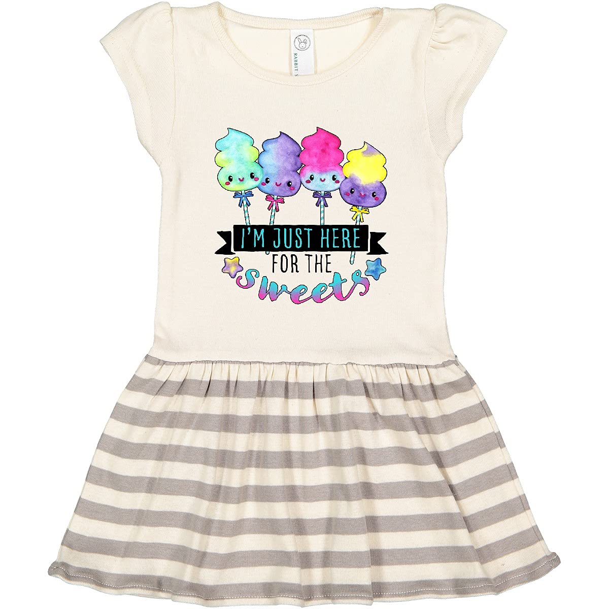 Inktastic 'I'm Just Here for The Sweets' Spun Sugar Candy Toddler Dress - Cute Outfit for Birthday Parties, Holidays & Family Gatherings