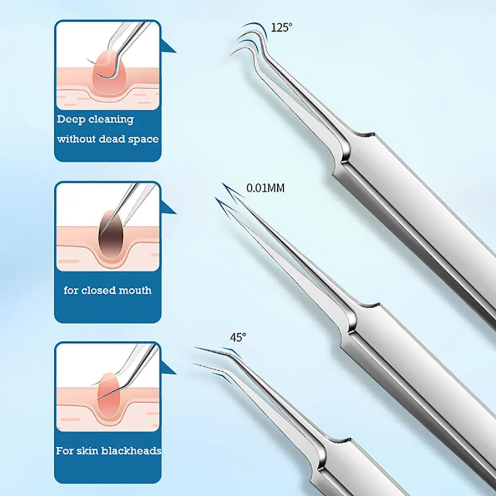Professional Blackhead Remover Tweezers Set - Ultra Fine Stainless Steel Acne Tool for Deep Pore Cleaning, Blackhead & Whitehead Extraction (3 Pcs) - Perfect for Home Spa & Salon Facial Care