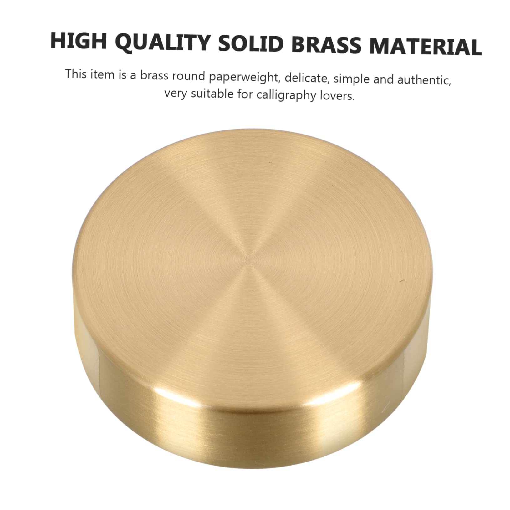 Balacoo Solid Brass Paperweight - Round Desk Decor with Chinese Calligraphy Design - Elegant Office Paperweight for Documents & Calligraphy - Perfect for Home Office, Study Room & Gift Giving