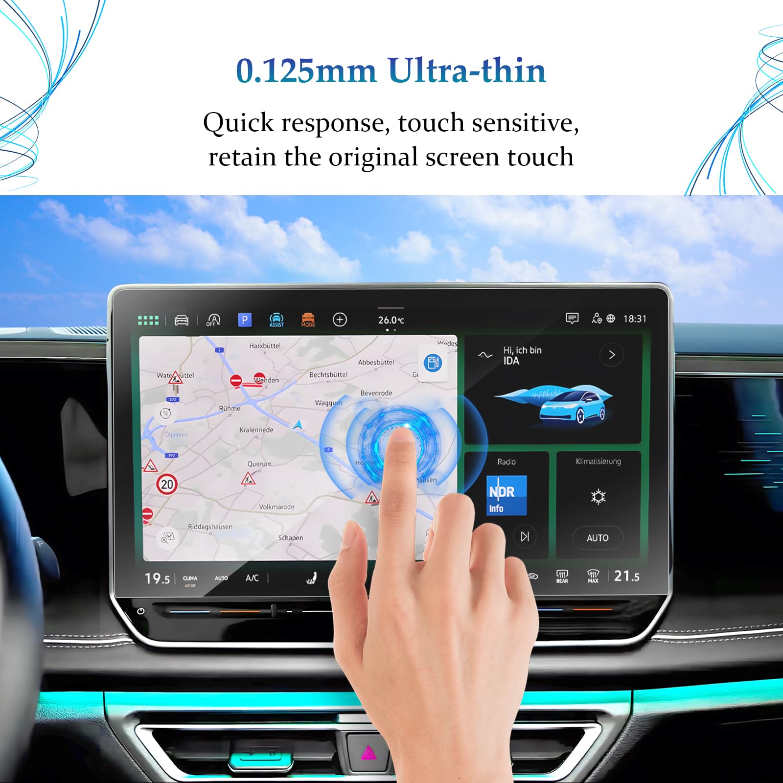 2 Pack PET Screen Protectors for 2024 VW Tiguan III ID.7 - 15 Inch Navigation Display Protection | Anti-Scratch & Bubble-Free | Perfect for Road Trips & Daily Commuting