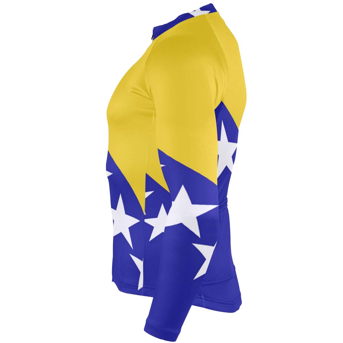 Bosnia and Herzegovina Flag Men's Cycling Jersey - Long Sleeve Bike Jacket for Road & Mountain Biking - Breathable & Moisture-Wicking Bicycle Shirt for Outdoor Sports & Cycling Enthusiasts