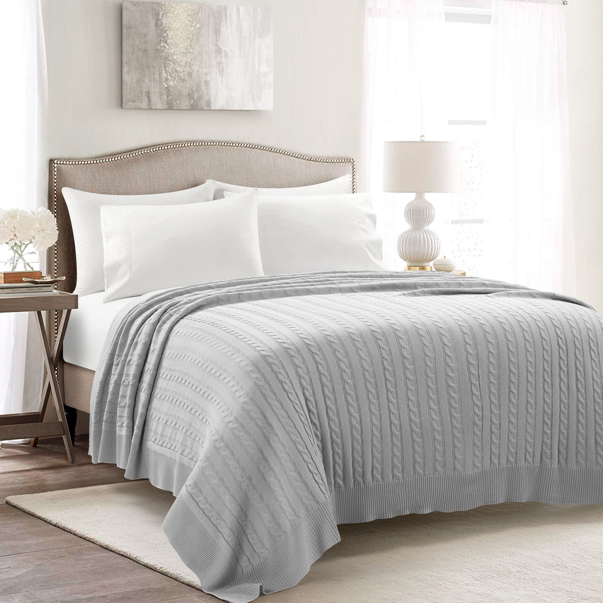 Soft Knitted Cable Blanket - Cozy & Warm Throw Coverlet for Bed, Sofa & Couch - Perfect for Winter Nights, Movie Time & Home Decor
