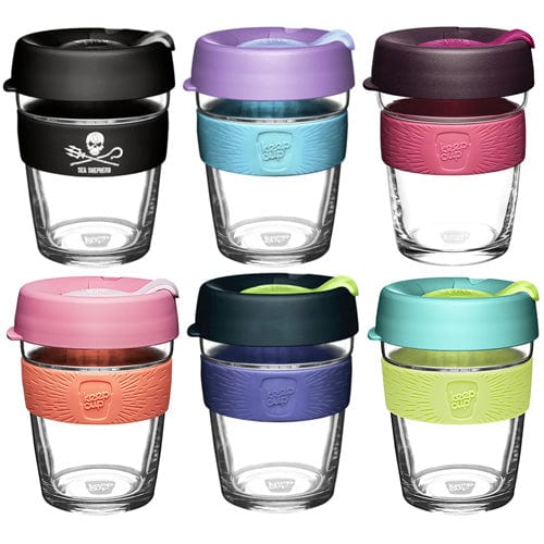 KeepCup Medium Brew Glass 12oz Reusable Coffee Cup - Perfect for Home, Office & Travel | Eco-Friendly Glass Coffee Mug with Lid