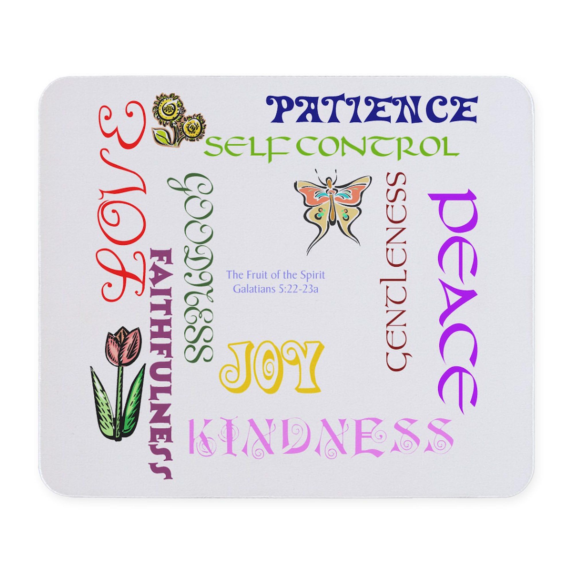Fruit of The Spirit Non-Slip Rubber Gaming Mouse Pad - Christian Bible Verse Computer Accessory for Office, Home & Gaming Setup