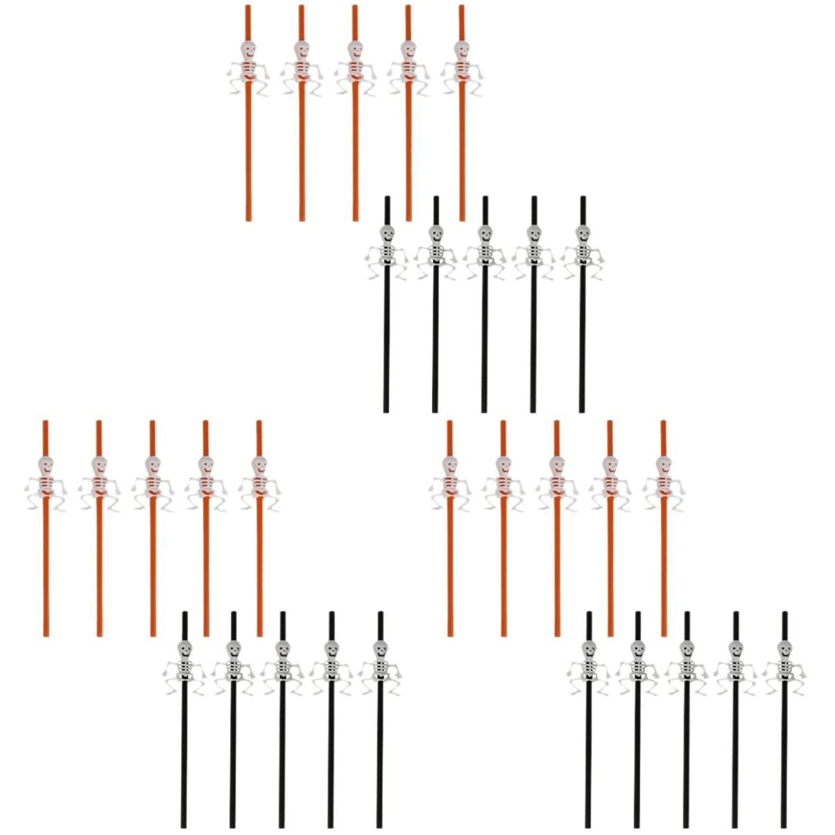 Bestoyard 30-Pack Halloween Skeleton Straws - Disposable Plastic Skull Drinking Straws for Halloween Parties, Themed Events & Spooky Decorations