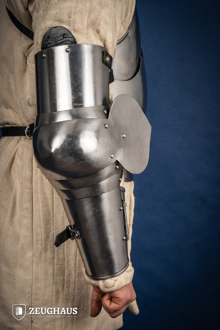 15th Century Medieval Armor - 1.6mm Polished Steel Knight Arm Armor for LARP, Cosplay & Historical Reenactment - Perfect for Renaissance Fairs, Theater Performances & Medieval Events