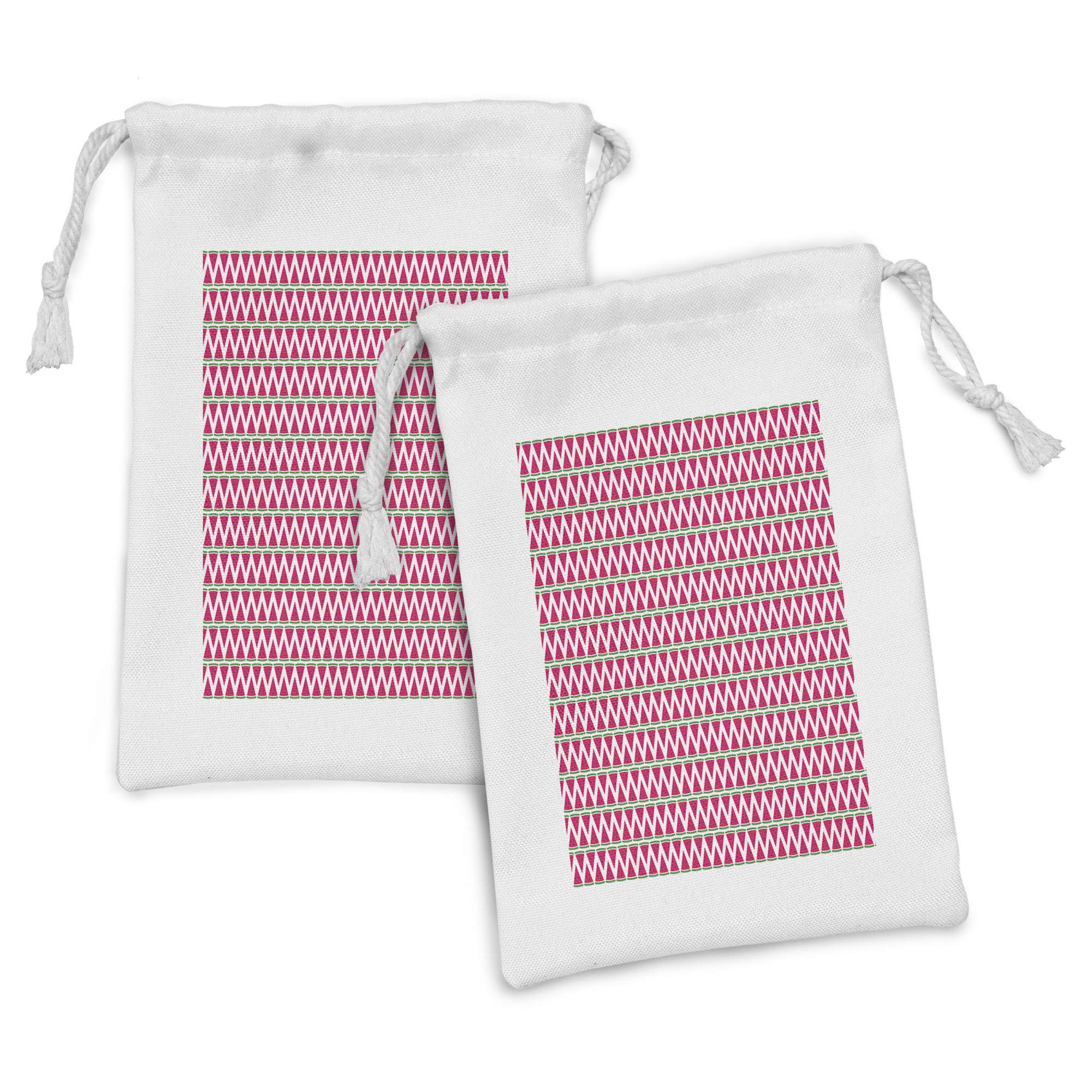 Ambesonne Watermelon Fabric Pouch Set of 2 - Small Drawstring Bags for Toiletries, Masks & Favors (9