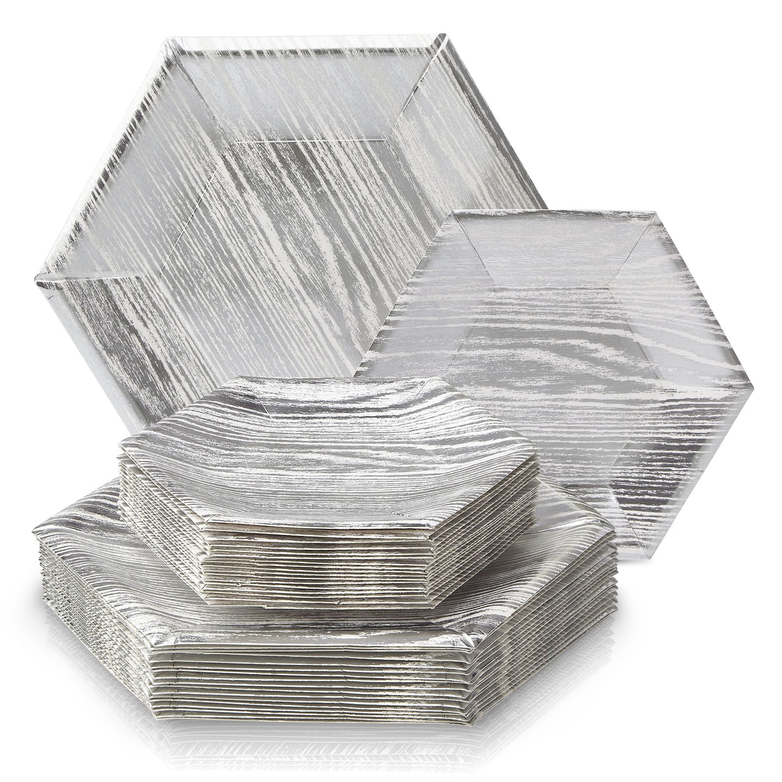 Premium Silver Spoons Disposable Dinnerware Set - Elegant Wood Collection (216 Pieces) | Perfect for Parties, Weddings, Catering & Outdoor Events