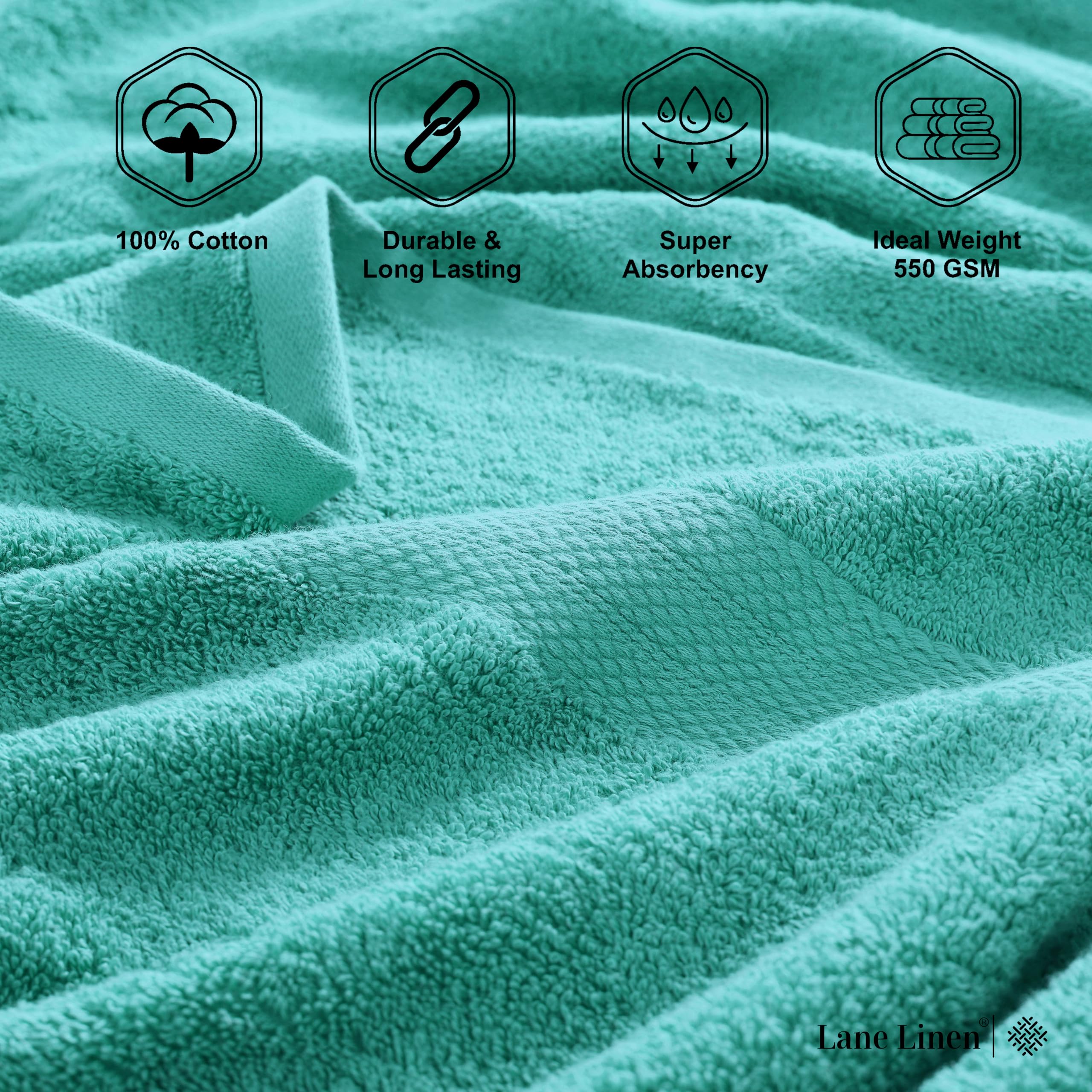 Premium 6-Piece Bath Towel Set - 100% Cotton Extra Large Hotel Quality Bath Towels, Hand Towels & Washcloths | Soft Absorbent Bathroom Essentials for Spa, Gym & Luxury Home Use - Teal Blue