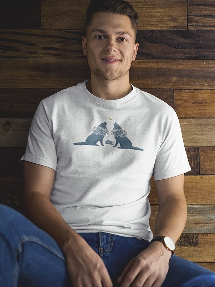 Two Wolves Howling at The Moon T-Shirt for Men - Comfortable Graphic Tee for Casual Wear, Outdoor Adventures & Gifts