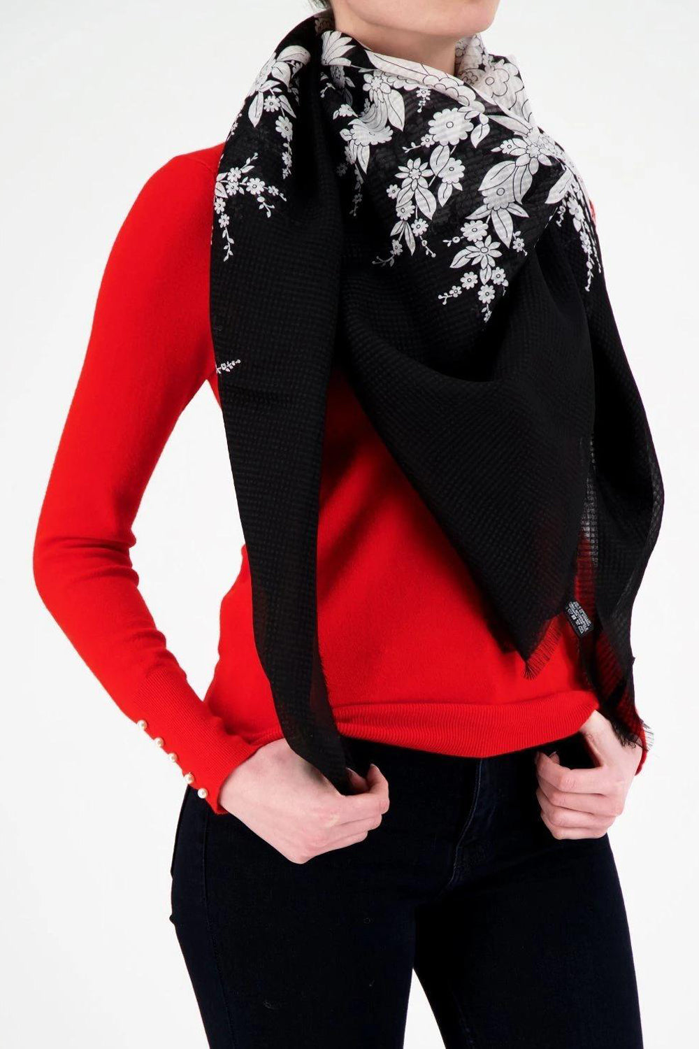 Mantero Black Magnificent 1 - Premium Luxury Scarf for Women | Elegant Fashion Accessory for Parties, Weddings & Special Occasions