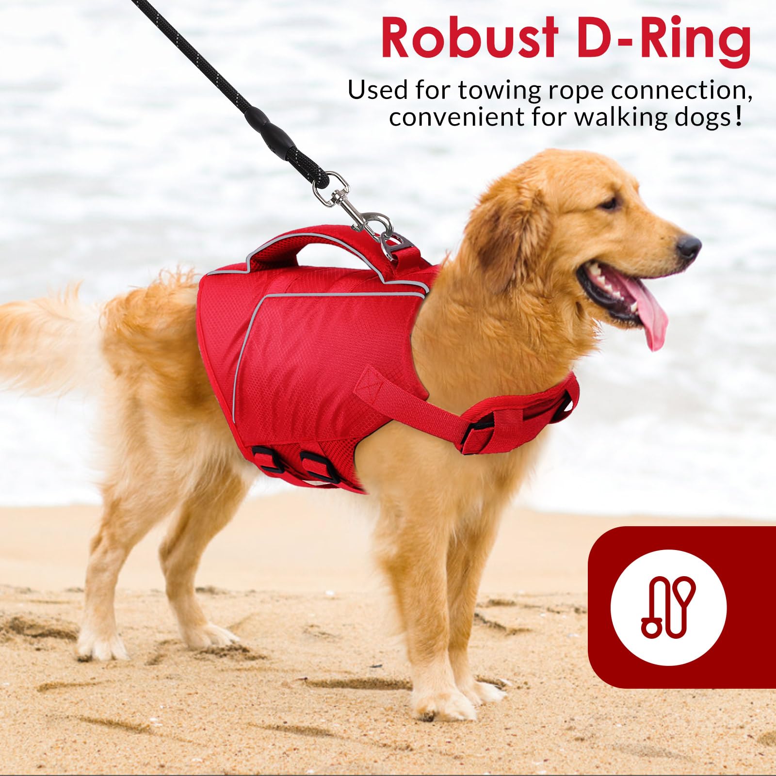 ASENKU Lightweight Dog Life Jacket - High Flotation Pet Vest for Swimming, Boating & Water Safety - Adjustable Fit for Small, Medium & Large Dogs - Perfect for Pool, Beach & Outdoor Water Activities