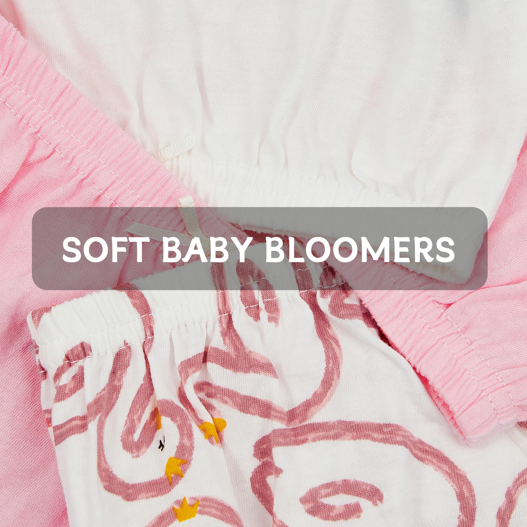 4Pcs Cute Cotton Diaper Covers for Baby Girls - Soft Bloomers with Ruffle Trim - Toddler Girl Shorts for Everyday Wear, Playtime & Photo Shoots