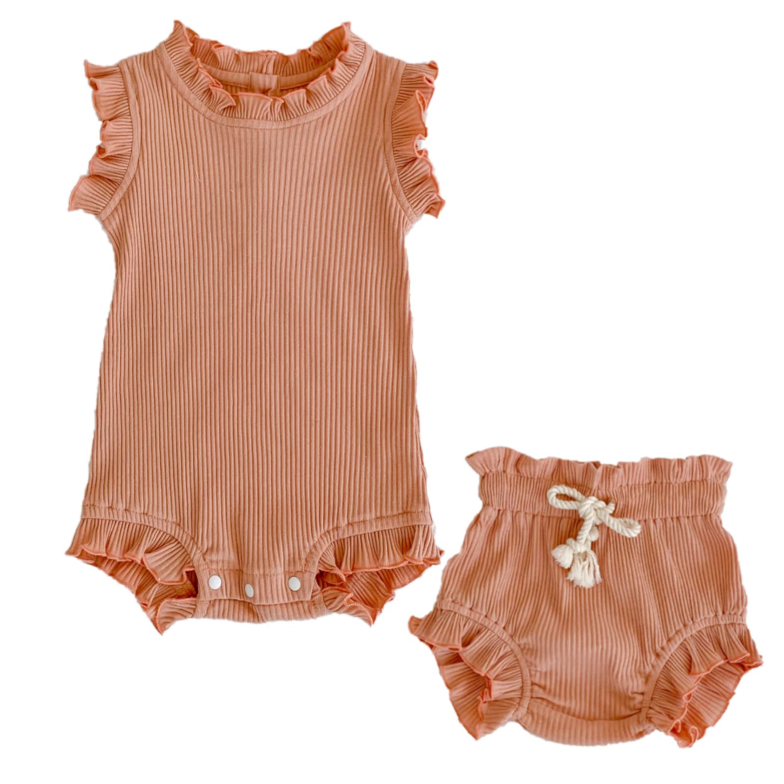 **Colorful Baby Girl Romper Set - Ruffled Summer Outfit with Bloomers Shorts for Newborns & Toddlers | Playtime, Photoshoots & Special Occasions**