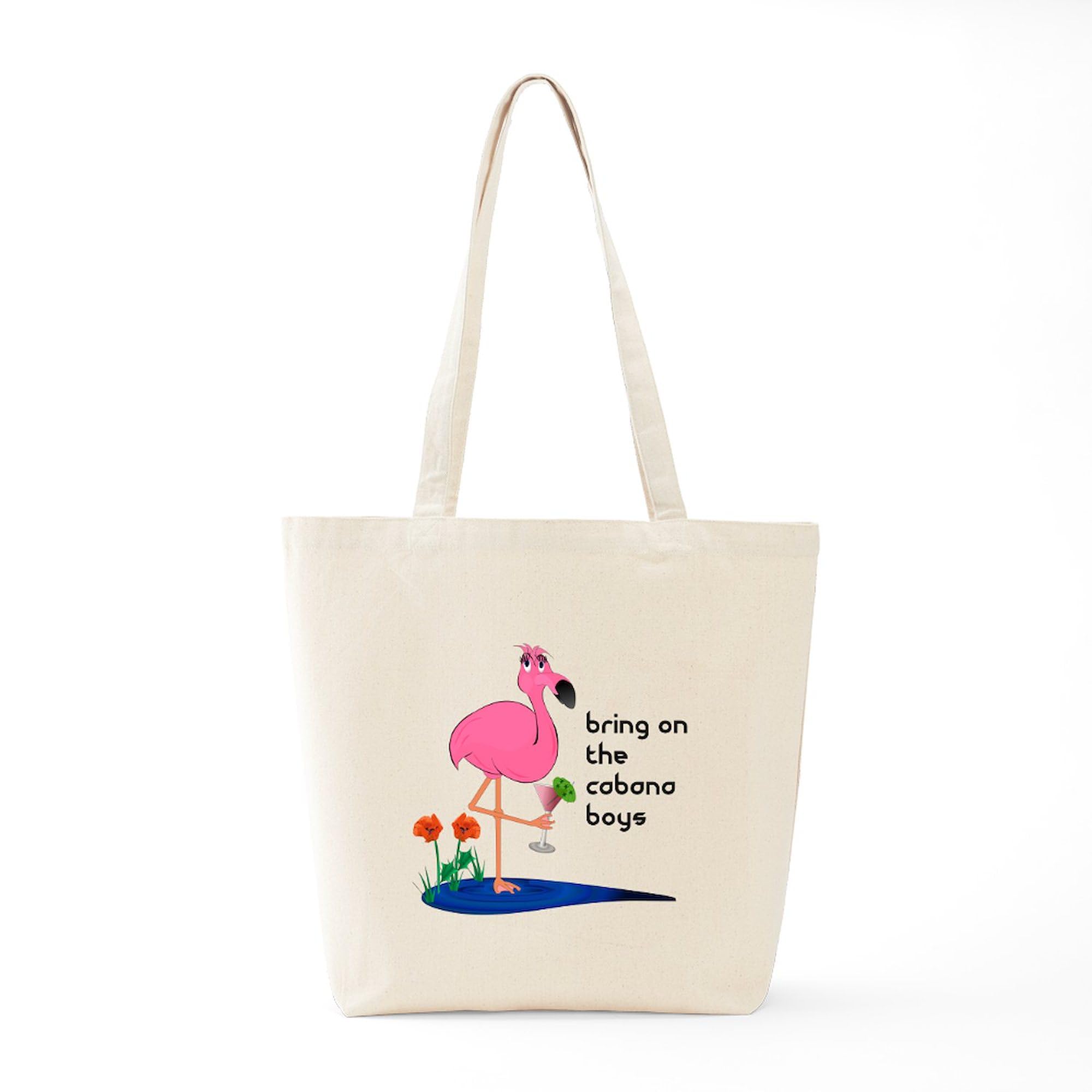 Flamingo Tote Bag - Natural Canvas Reusable Shopping & Beach Bag for Women | Eco-Friendly Grocery Tote, Perfect for Beach Trips, Picnics & Daily Errands