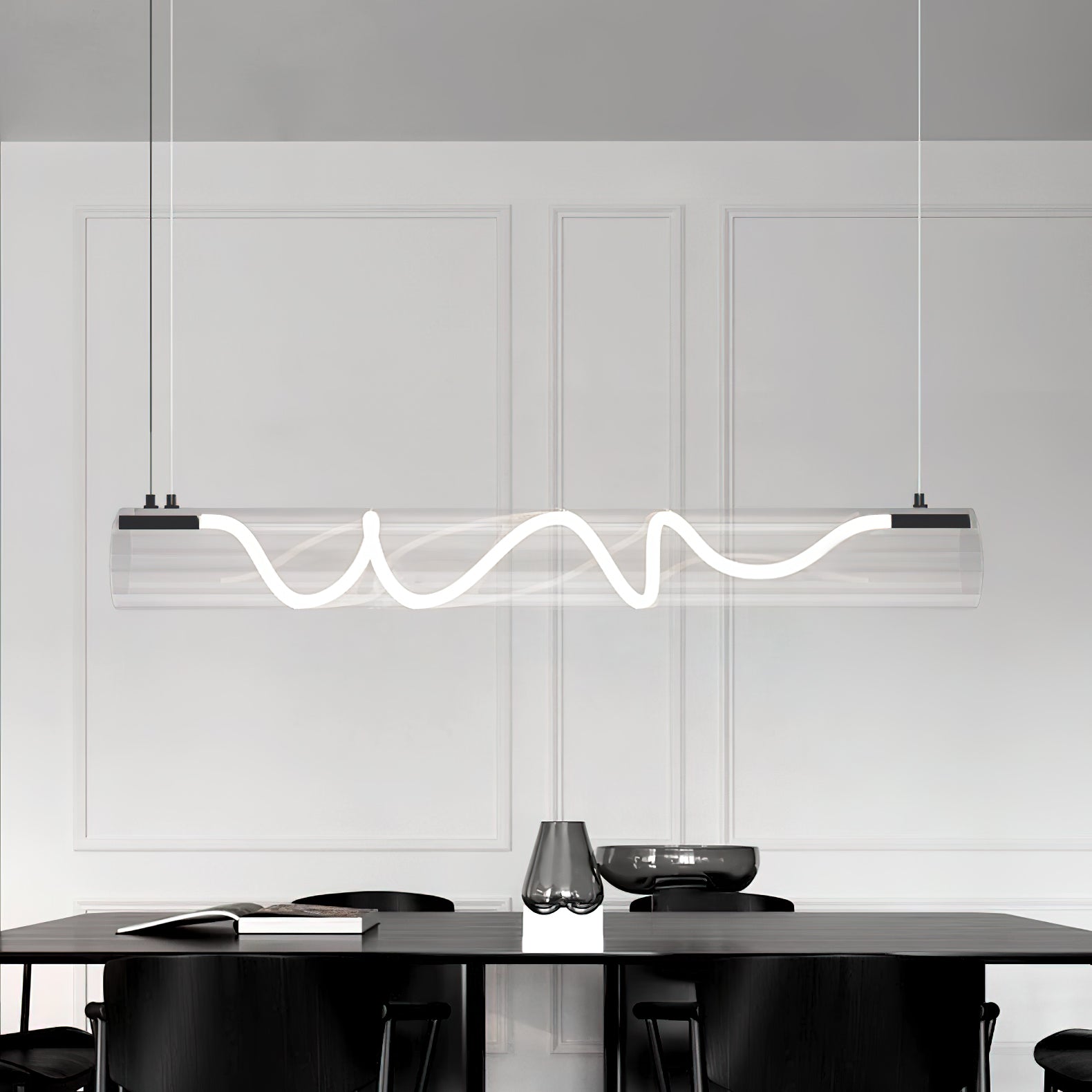 Alexandra Linear Pendant Light - Modern Minimalist Hanging Fixture for Kitchen Island, Dining Room & Bedroom Lighting | Dimmable LED Chandelier for Home Decor