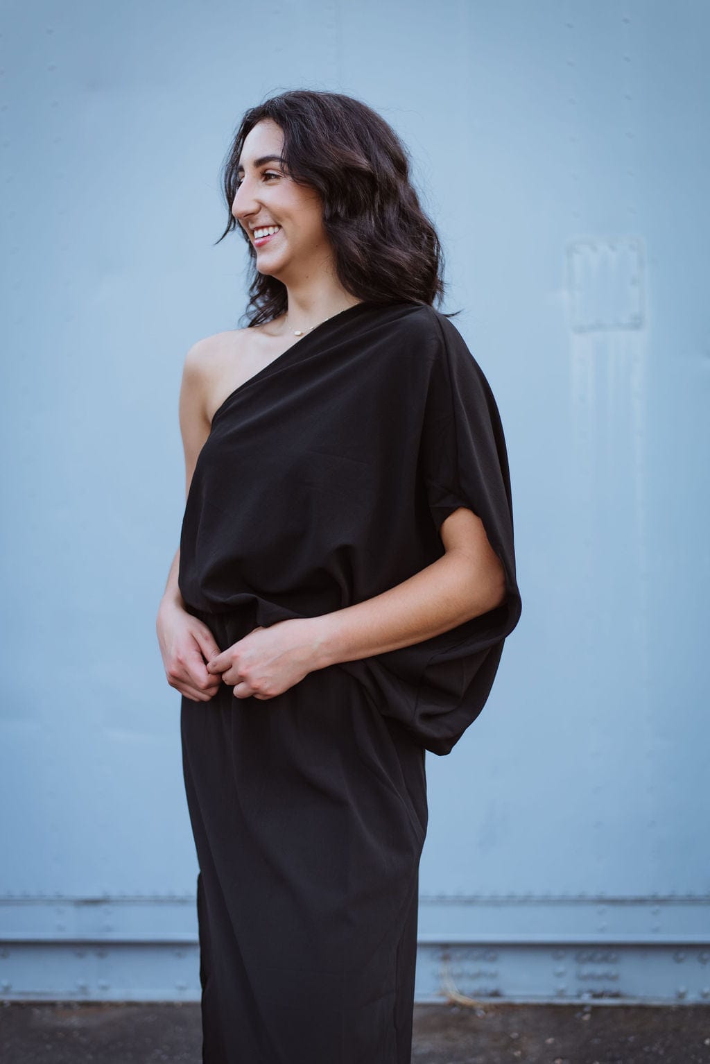 Elegant Black One Shoulder Maxi Dress for Women - Perfect for Evening Parties, Weddings & Special Occasions