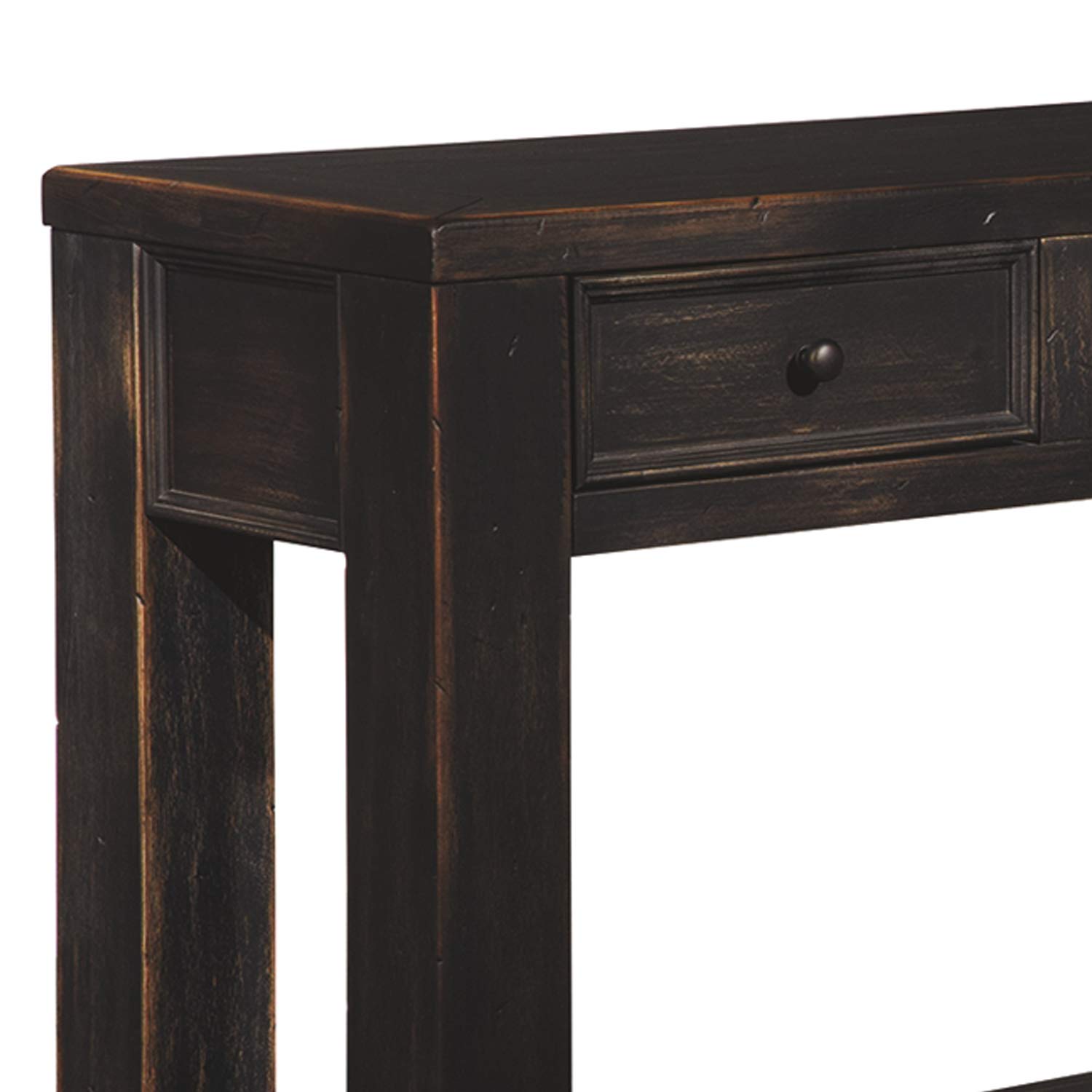 Benjara Black Wooden Sofa Table with 4 Drawers & Shelf - Stylish End Table for Living Room, Bedroom, or Office Use