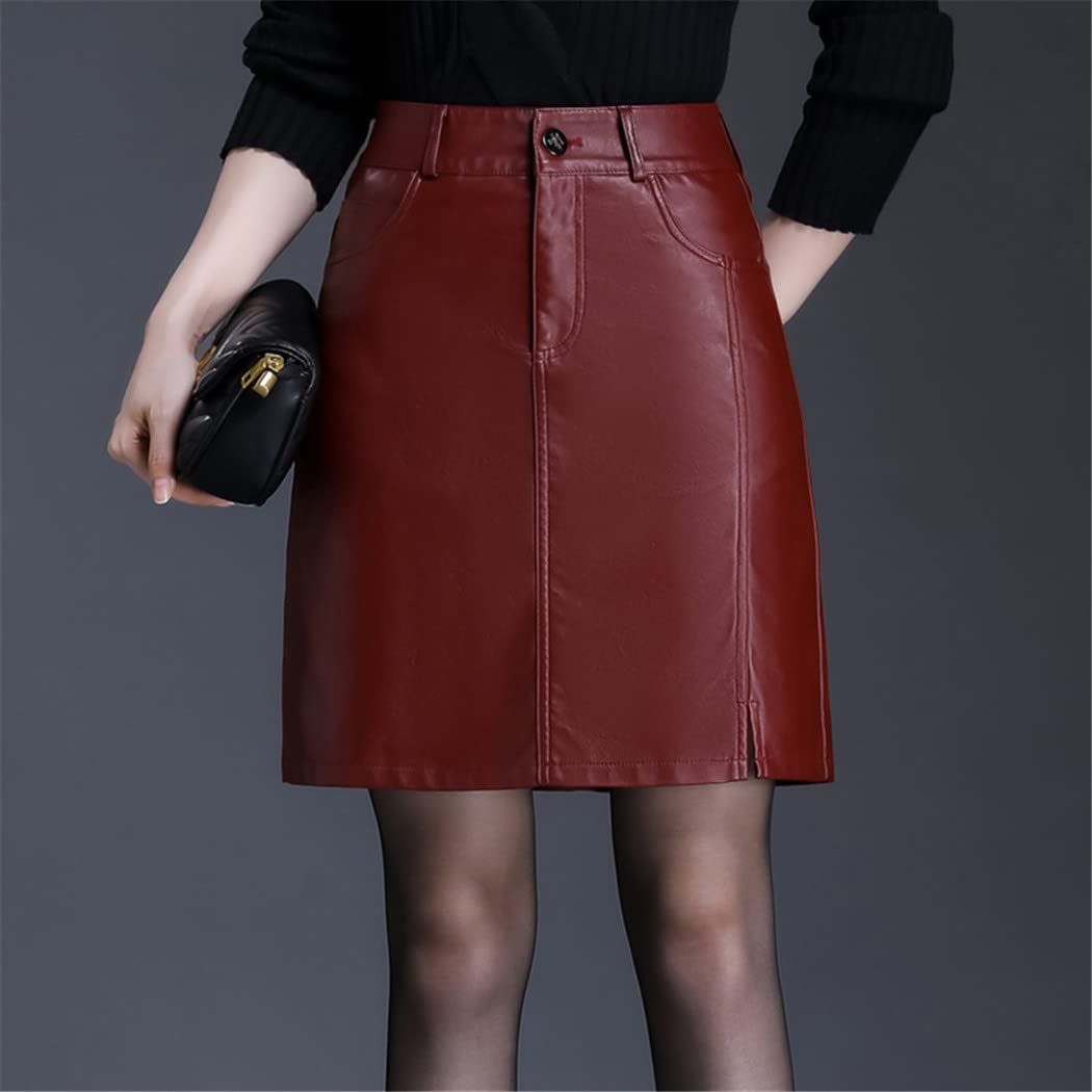 Women's Red PU Leather Mini Skirt - High Waist Bodycon Short Skirt for Office & Party | Elegant Sexy Pencil Skirt for Autumn Winter | Perfect for Work, Dating, Night Out & Special Occasions
