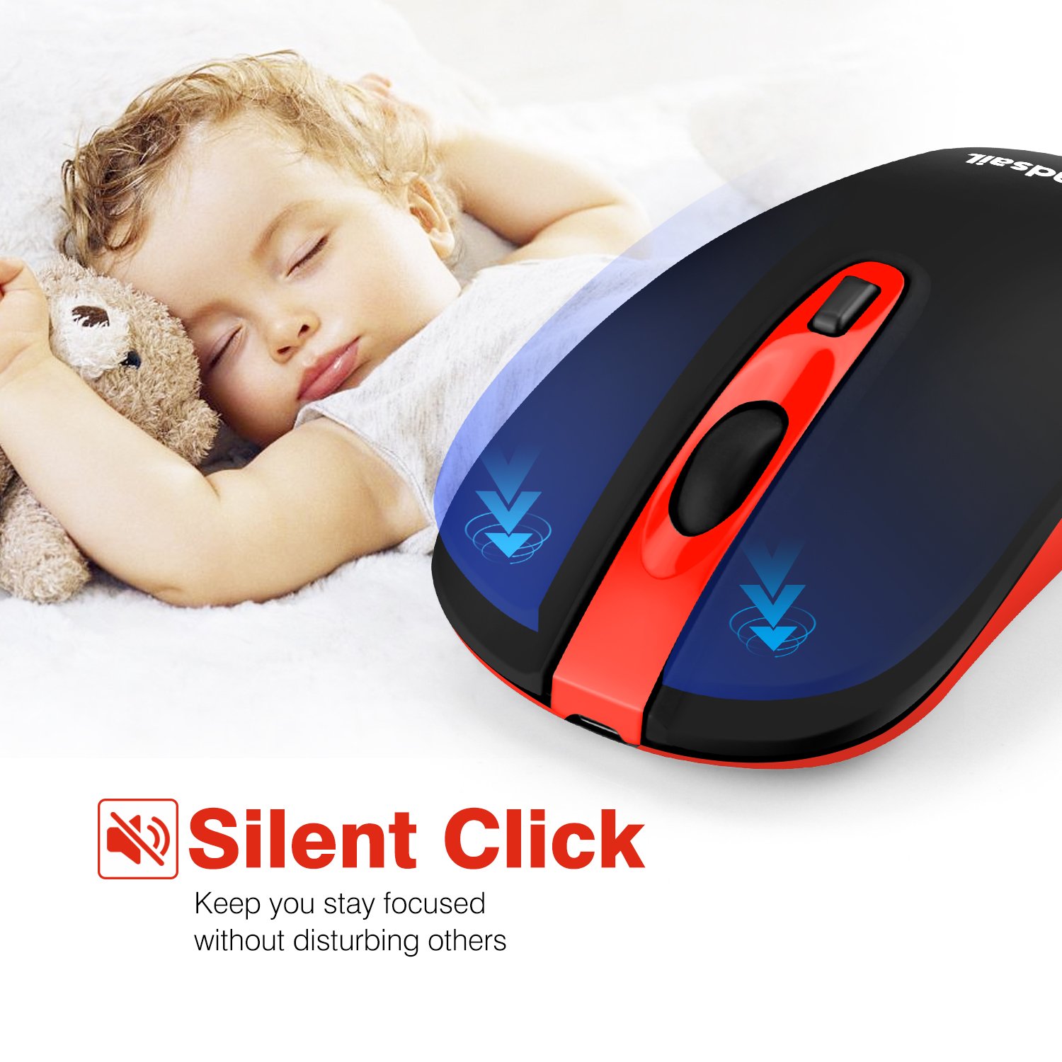 LeadsaiL Rechargeable Wireless Mouse - 2.4G Slim Silent Optical Mouse with 5 Adjustable DPI Levels, USB Cordless Mouse for Laptop, Desktop, MacBook - Perfect for Office, Home, and Travel Use
