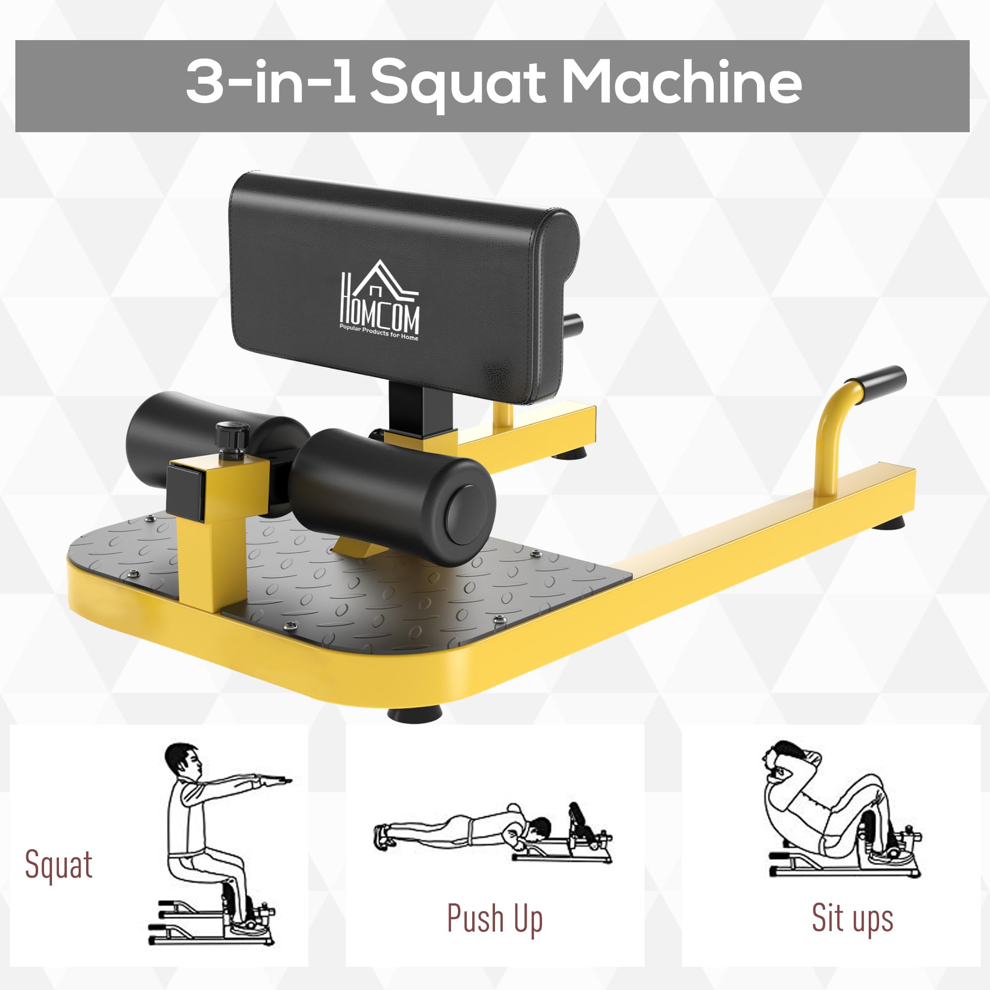 Soozier 3-in-1 Padded Push Up Bar, Sit Up Bench & Sissy Squat Machine - Home Gym Equipment for Full Body Workout | Perfect for Strength Training, Core Exercises & Leg Workouts at Home