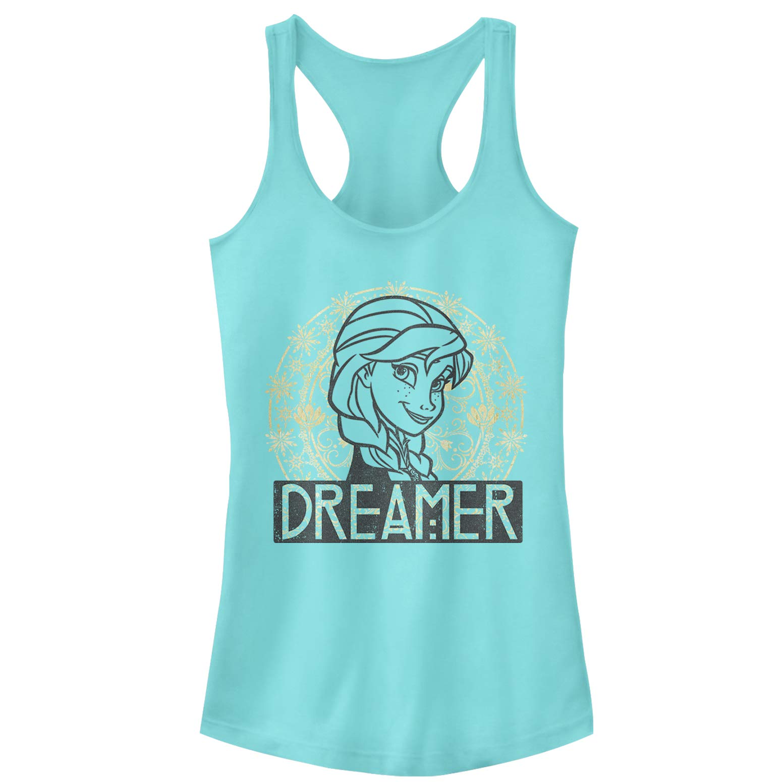 Fifth Sun Women's Frozen Dreaming Anna Slim Fit Scoop Hem Racerback Tank Top - Perfect for Cosplay, Disney Themed Parties & Casual Summer Wear