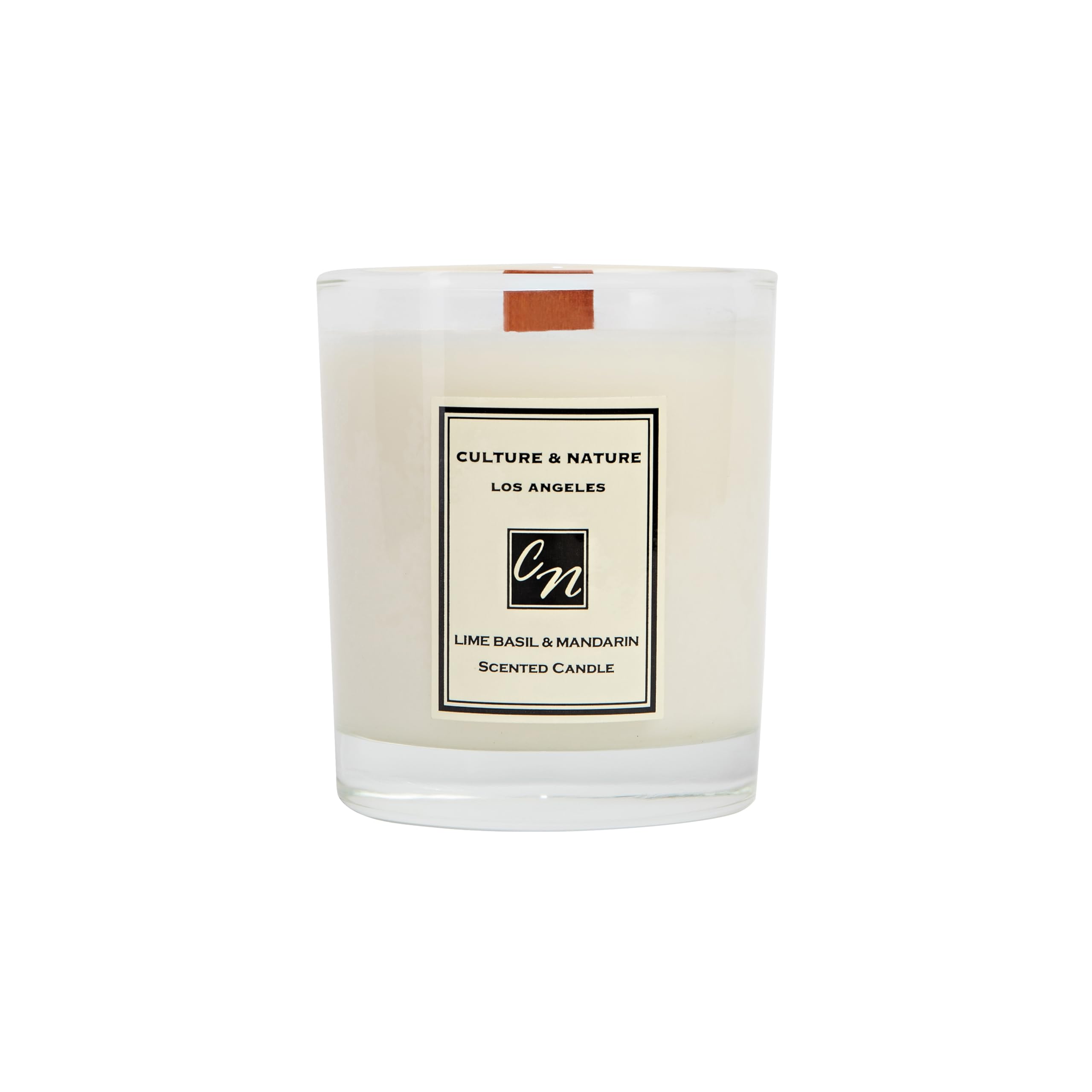 Lime Basil & Mandarin Scented Soy Candle - 8oz 100% Natural Soy Wax with Wooden Wick | Long-Lasting Clean Burn | Luxury Home Fragrance for Relaxation, Spa, Yoga & Meditation