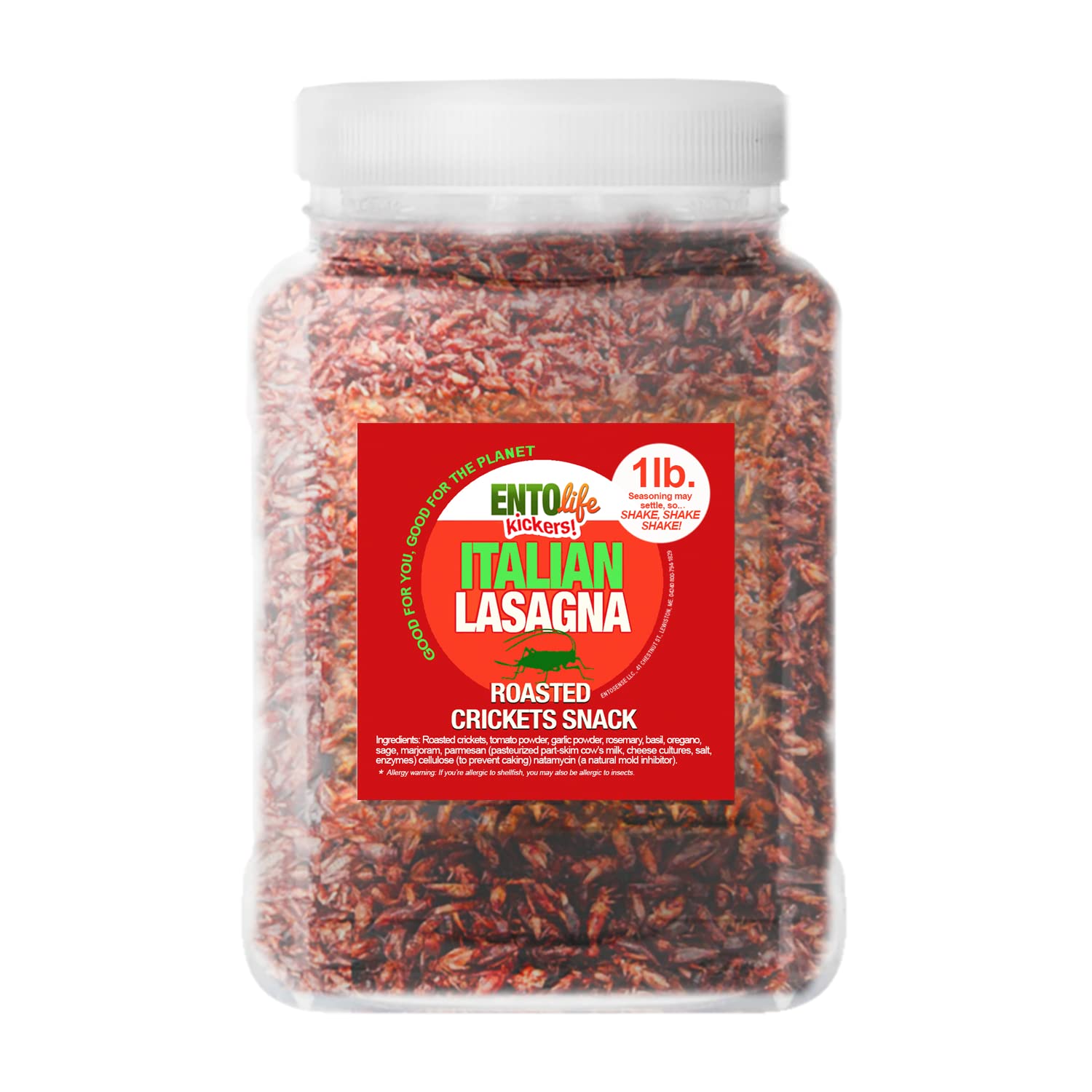 Italian Lasagna Flavored Edible Cricket Snacks - 16oz Pound Size - High-Protein Crunchy Cricket Chips for Human Consumption | Perfect for Hiking, Camping & Keto Diet Snacking