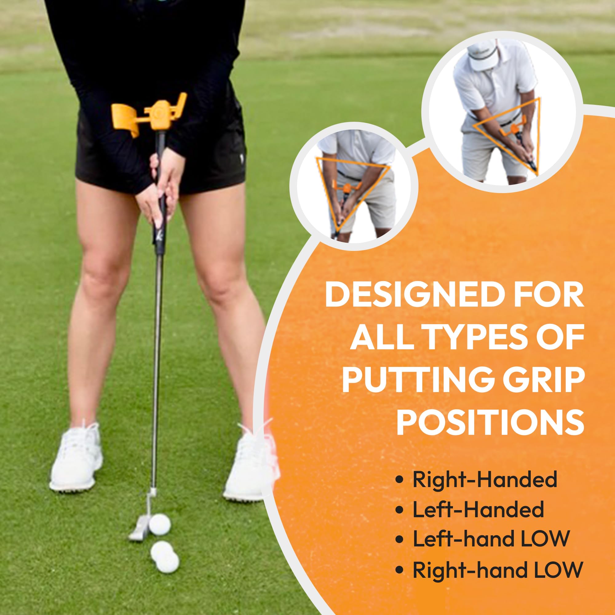 The Putt Master Golf Putting Aid Trainer – Patented Short Game Swing Training for Precision & Accuracy | Made in USA by Orange Whip Golf | Improve Putting Skills for Indoor & Outdoor Practice
