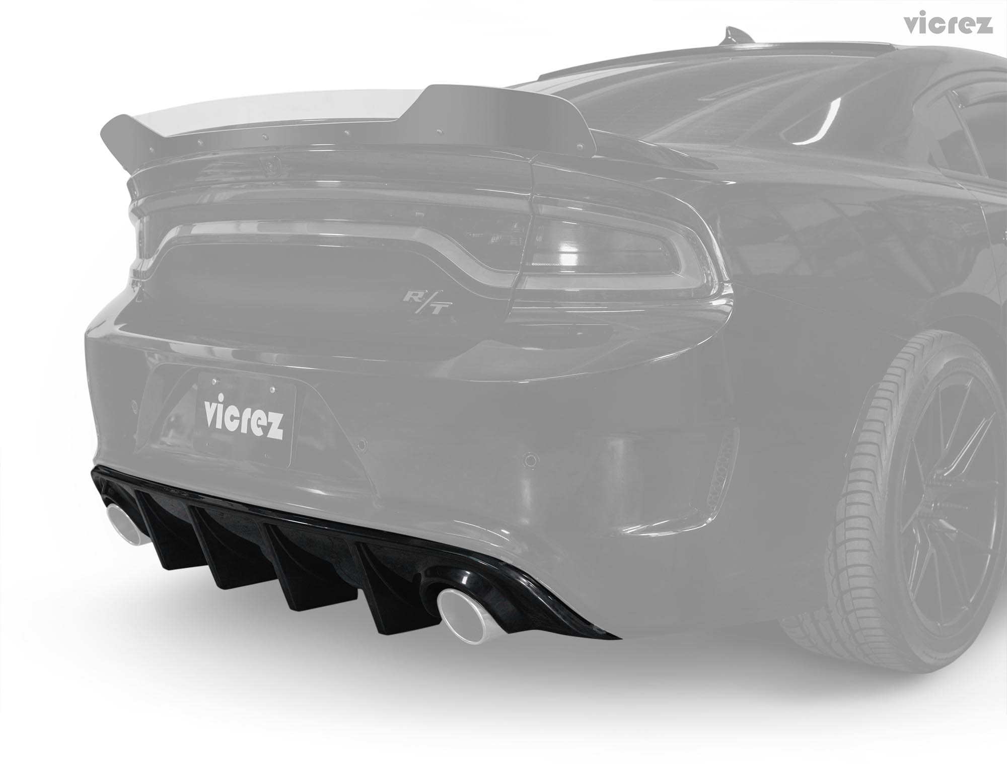 Vicrez V3R Style Rear Diffuser vz101705 - Compatible with Dodge Charger R/T, SRT 392, Hellcat (2015-2022) | High-Performance Replacement Diffuser for Enhanced Aerodynamics & Aggressive Styling | Perfect for Car Enthusiasts & Racing Enthusiasts