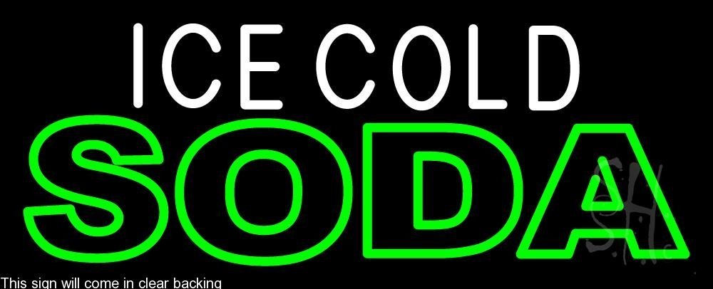Vintage Ice Cold Double Stroke Soda Neon Sign - 13