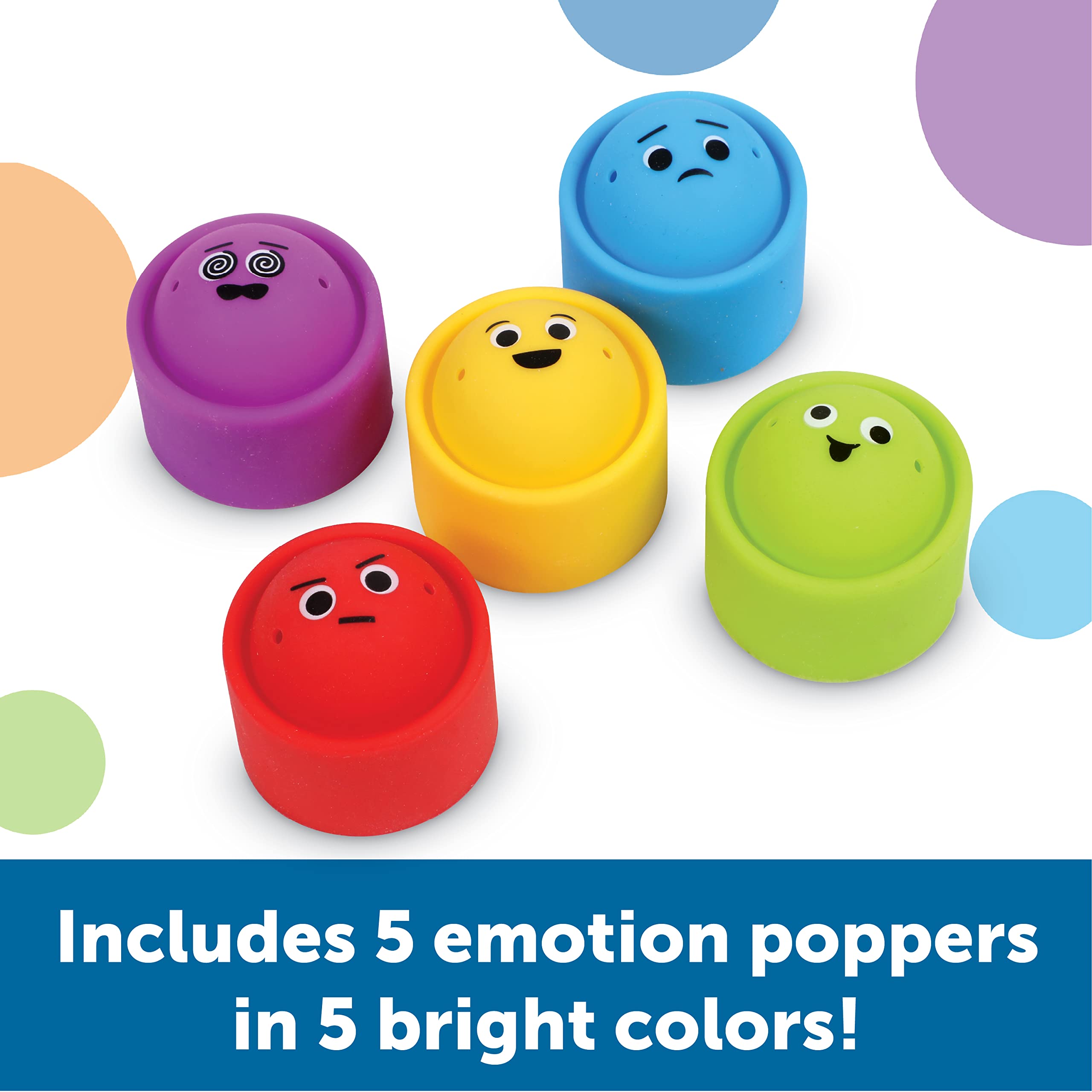 Learning Resources Rainbow Emotion Fidget Poppers - 5-Piece Sensory Toy Set for Social Emotional Learning, Stress Relief & Focus - Toddler Sensory Toys for Autism, ADHD, Anxiety - Perfect for Easter Basket Stuffers, Classroom & Home Use (Ages 3+)