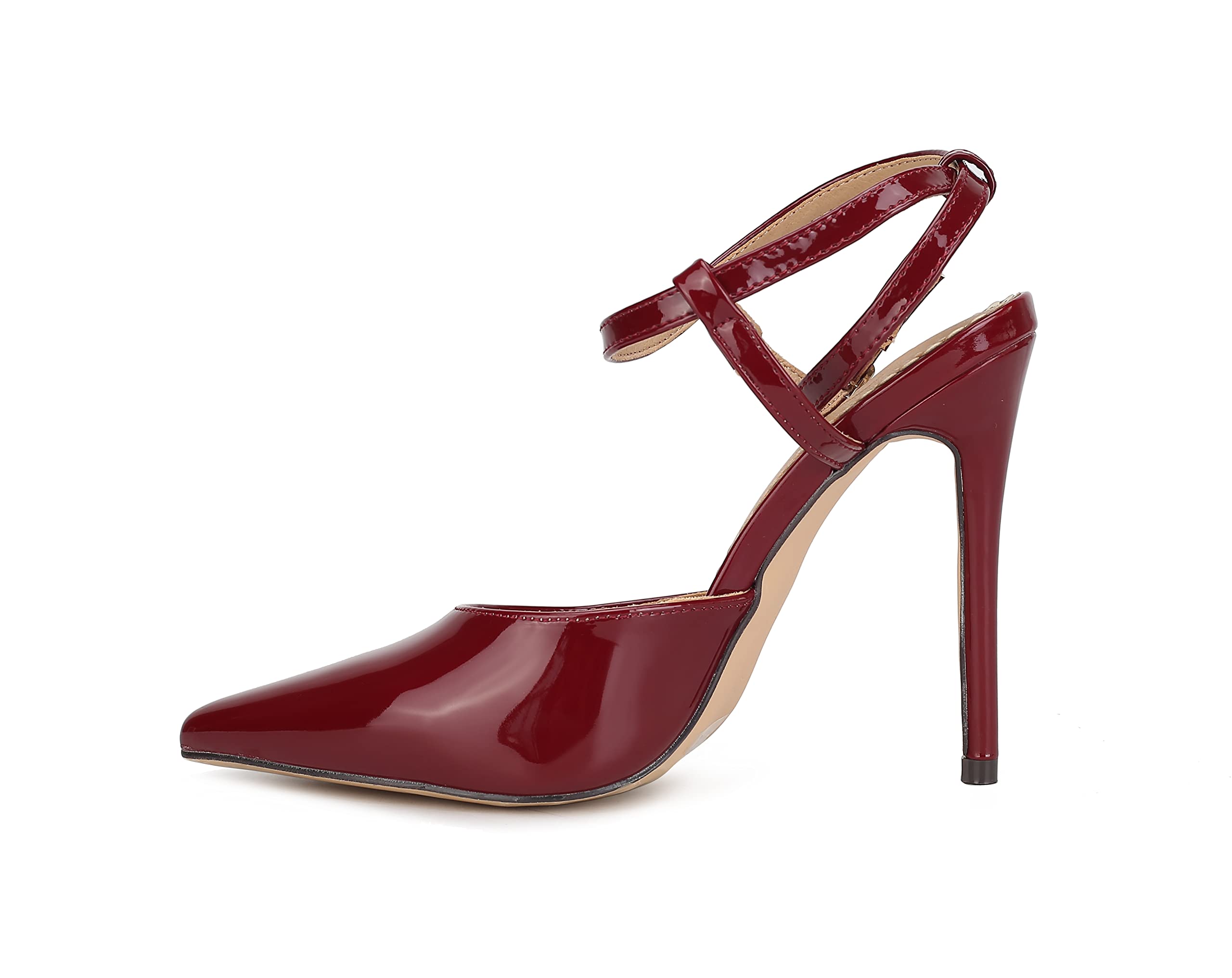MKF Collection Women's Stiletto High Heels - Pointy Toe Ankle Strap Pumps with 4 Inch Heel for Party, Wedding & Evening Events