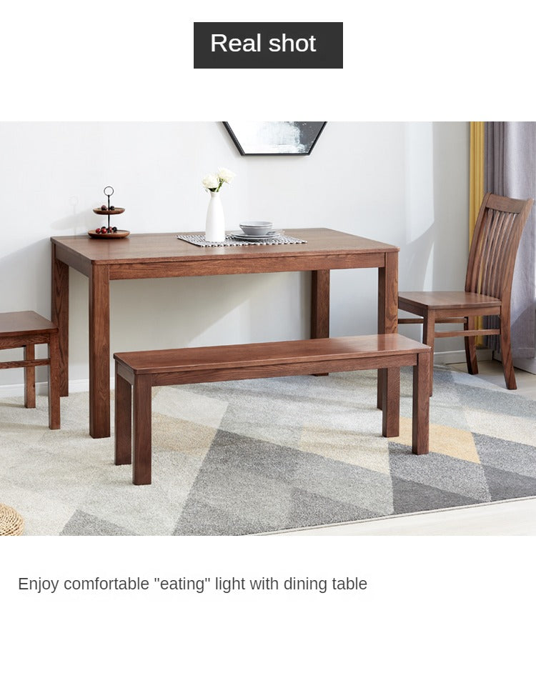 Solid Oak & Black Walnut Nordic Style Long Bench - Rustic Wooden Entryway, Dining Room, or Bedroom Seating Furniture for Home Decor