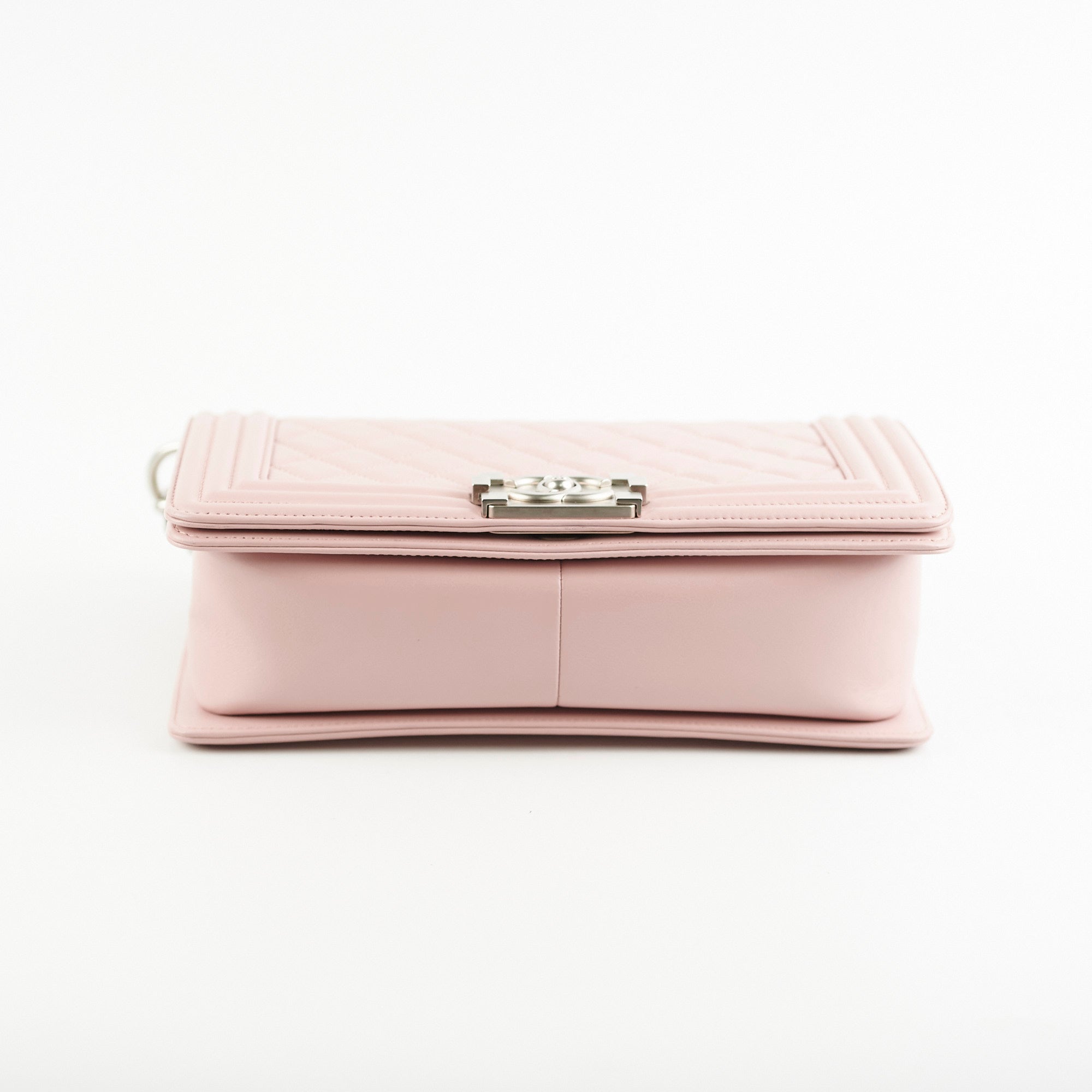 Chanel Old Medium Boy Bag Lambskin Leather Light Pink Crossbody Bag for Women | Luxury Designer Handbag for Parties, Dating & Special Occasions