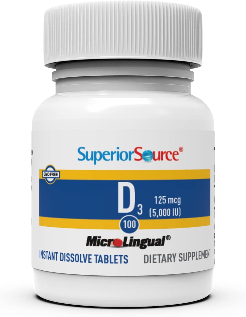 Superior Source Vitamin D3 5000 IU - Immune & Brain Support, Bone Health, Fast Dissolving Sublingual Tablets - Ideal for Bariatric Patients, Office Workers & Home Use - 100 Count