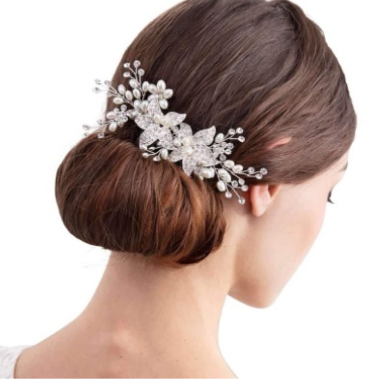 Elegant White Gold Pearl Flower Bridal Hair Comb - Wedding Hair Clip for Bride, Bridesmaid & Special Occasions | Perfect for Updos, Side Styles & Vintage Looks