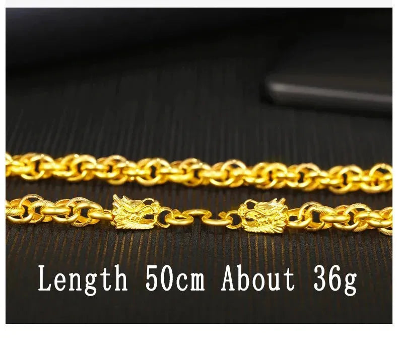 24K Solid Gold Necklace for Men - Real 999 Pure Gold Chain with Faucet Buckle, Classic Luxury Jewelry Gift for Him - Perfect for Weddings, Anniversaries & Special Occasions