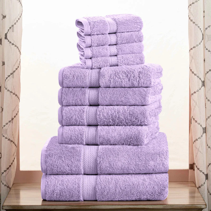 Premium Egyptian Cotton 10-Piece Towel Set - Ultra Soft, Heavyweight & Plush for Bath, Spa & Luxury Home Use