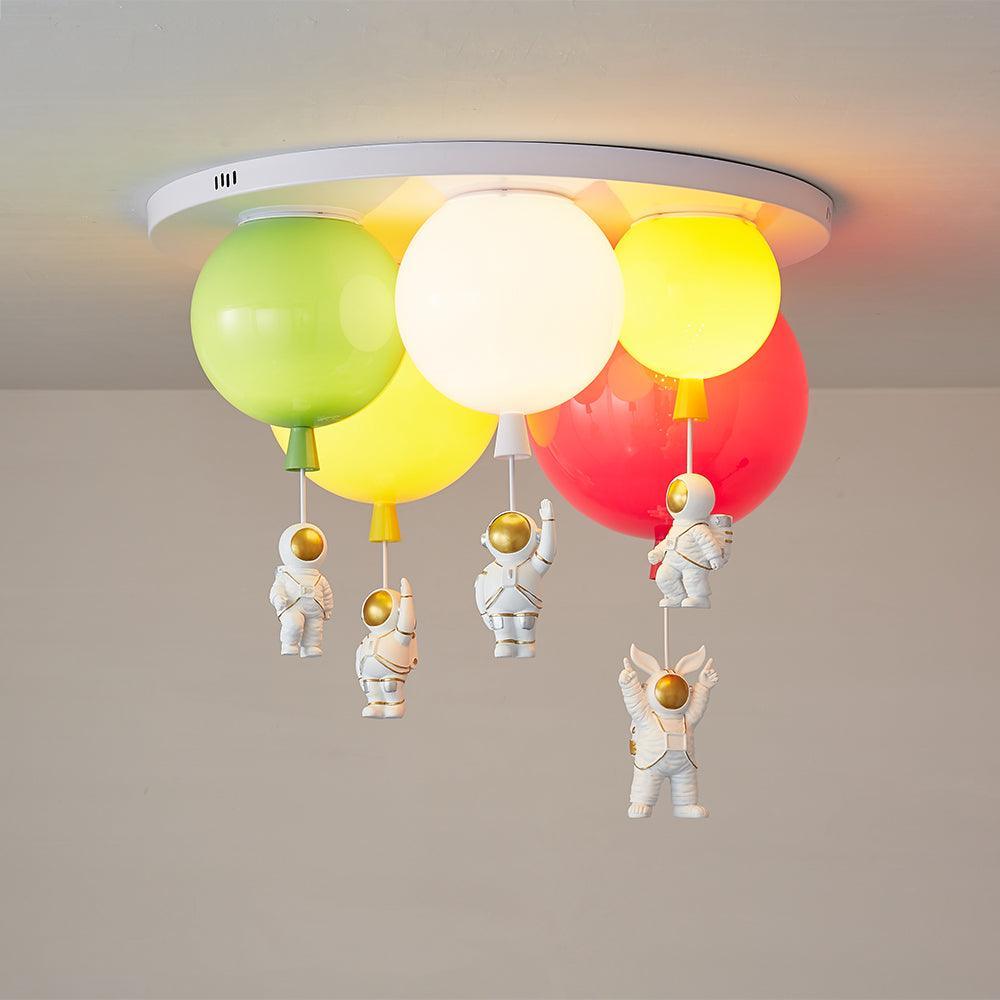 Astronaut Glossy Balloon Ceiling Lamp - Space Themed LED Night Light for Kids Room & Nursery Decor - Perfect for Bedroom, Playroom, and Birthday Party Decorations