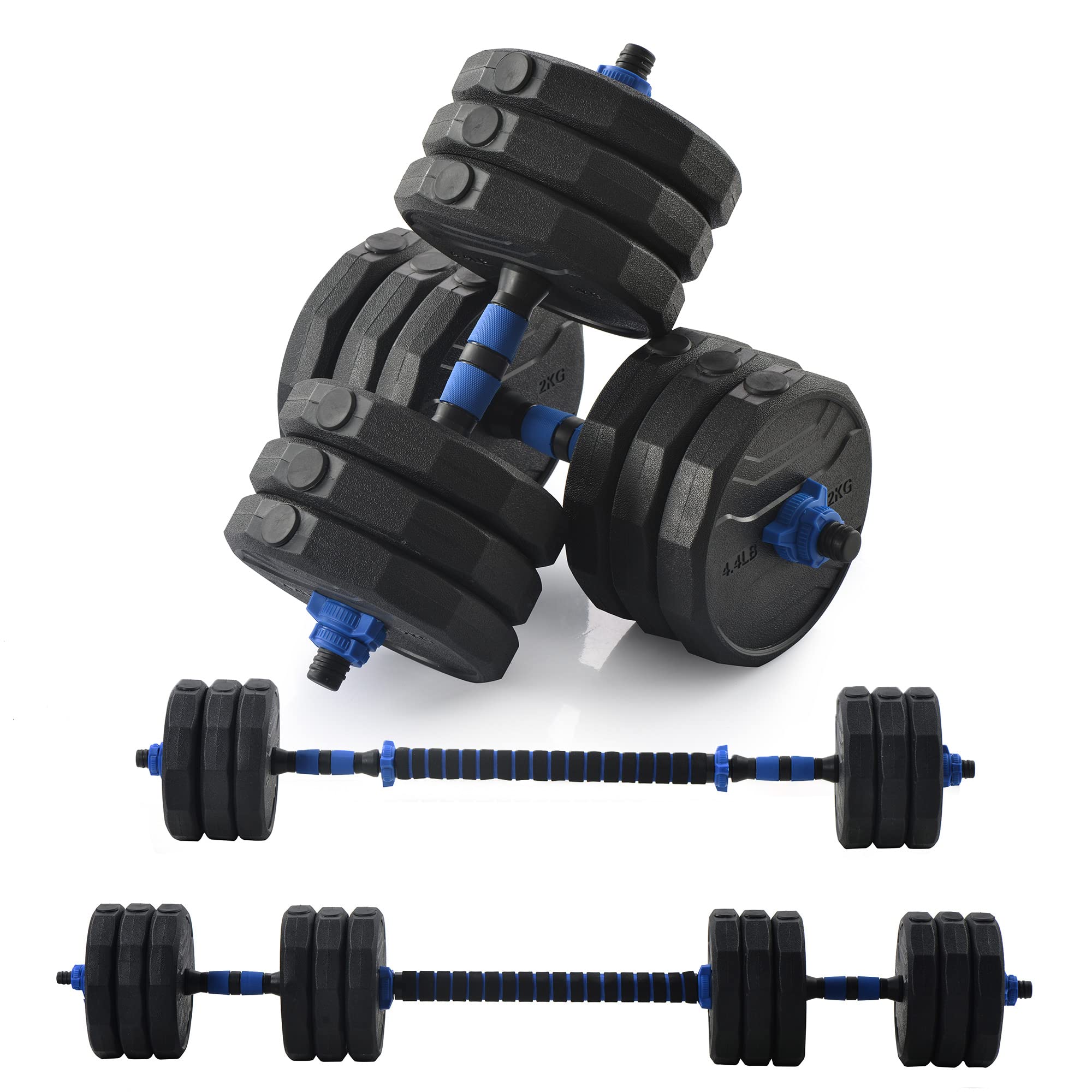 58 LBS Adjustable Dumbbell Set with Barbell & Weight Plates - 3-in-1 Home Gym Equipment for Men & Women - Perfect for Strength Training, Weight Lifting & Full Body Workouts at Home