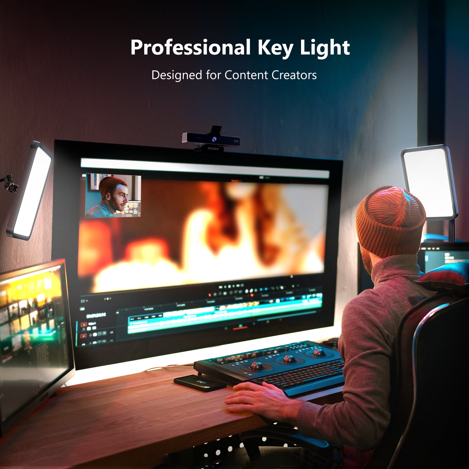 NexiGo LT30 LED Key Light - Professional 5600K Daylight Balanced Lighting for Streaming, YouTube, Zoom, Photography & Video Conferencing