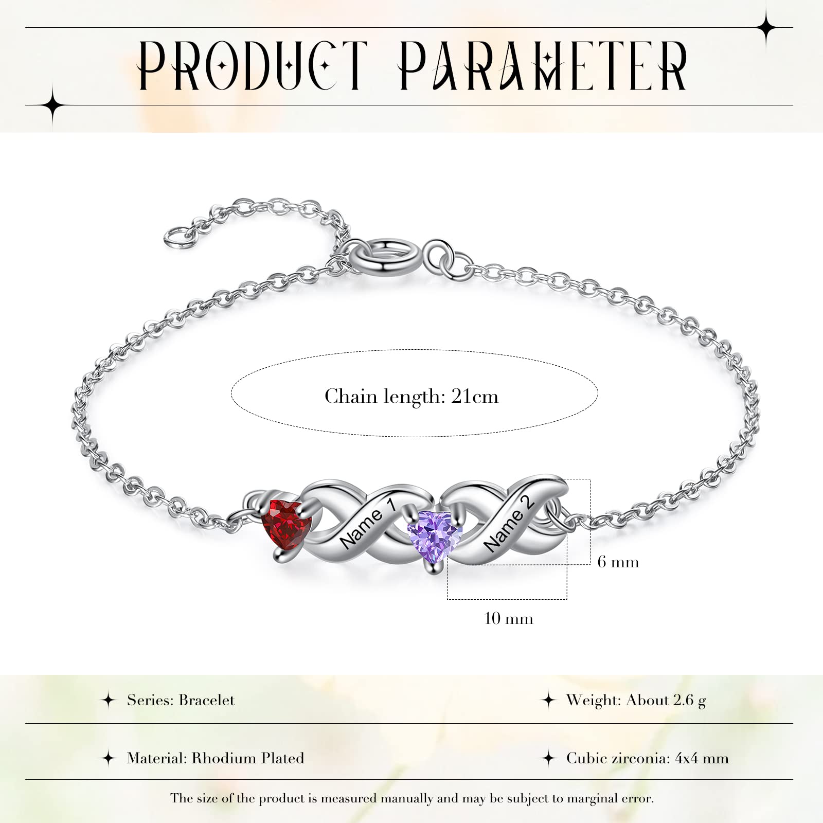 Personalized Name Bracelet for Women - Custom Heart Birthstone Bracelet for Mom, Daughter, Family & Friends | Engravable Jewelry Gift for Mother's Day, Birthday & Anniversary | Perfect for Everyday Wear, Special Occasions & Meaningful Gifts