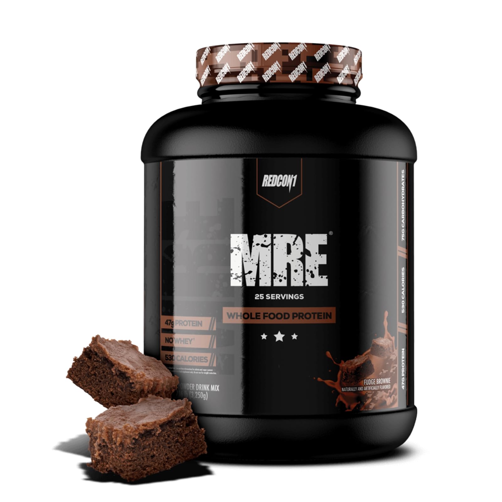 REDCON1 MRE Protein Powder, Fudge Brownie Flavor - High Protein Meal Replacement with MCT Oil & Whole Food Ingredients for Muscle Recovery & Weight Management - 25 Servings - Perfect for Post-Workout, On-The-Go Nutrition & Healthy Lifestyle