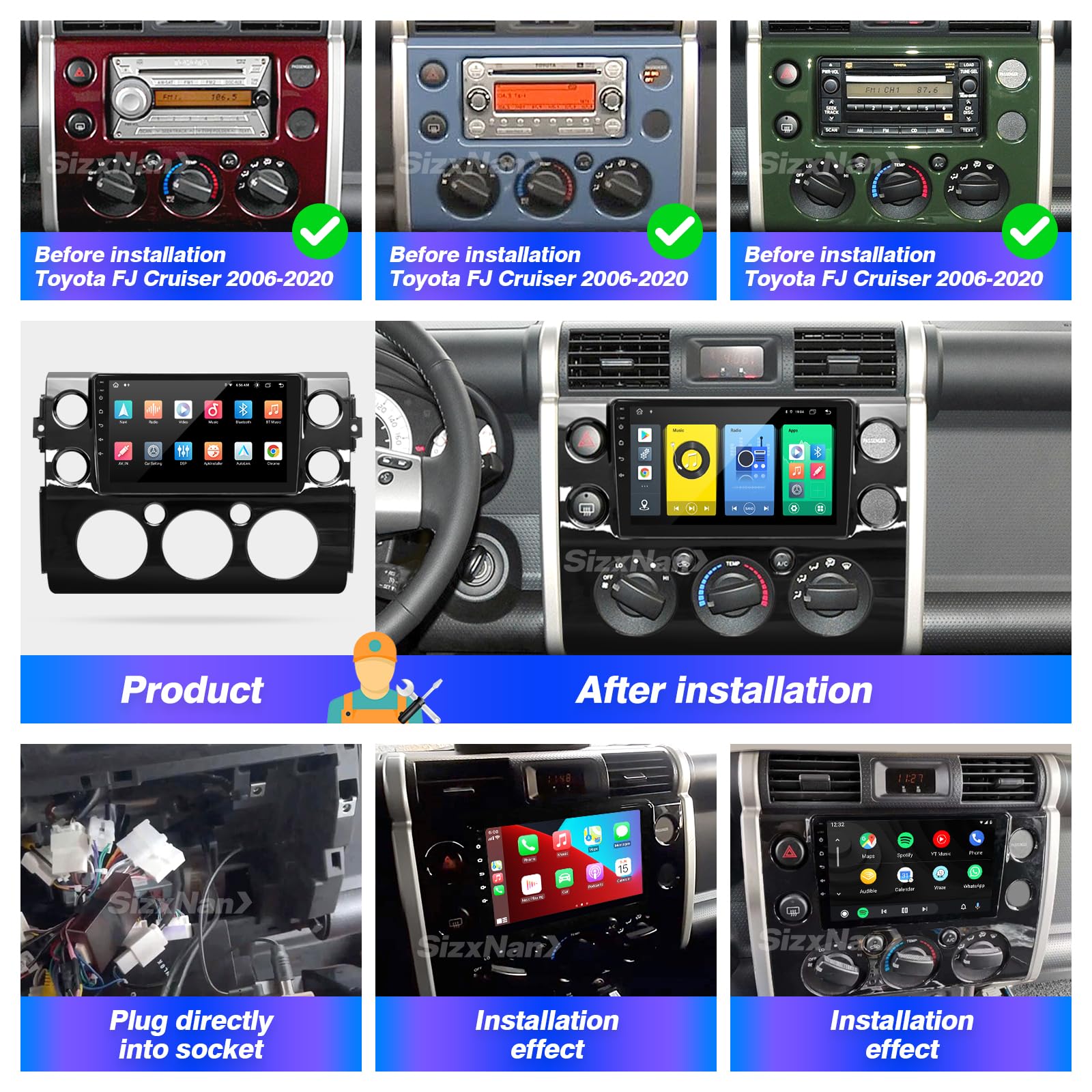 Toyota FJ Cruiser 2006-2020 Android Car Stereo with Wireless CarPlay & Android Auto - 8-Core Bluetooth GPS Navigation, WiFi Multimedia Player, 1280x720 HD Touchscreen Head Unit - Perfect for Road Trips & Off-Road Adventures